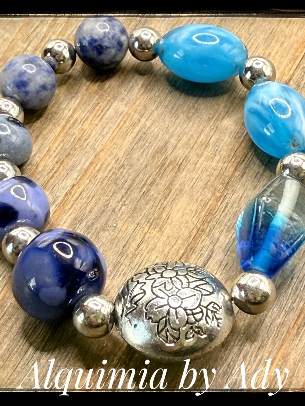 Sodalite Blue & Turquoise crystal Beaded Women's Bracelet